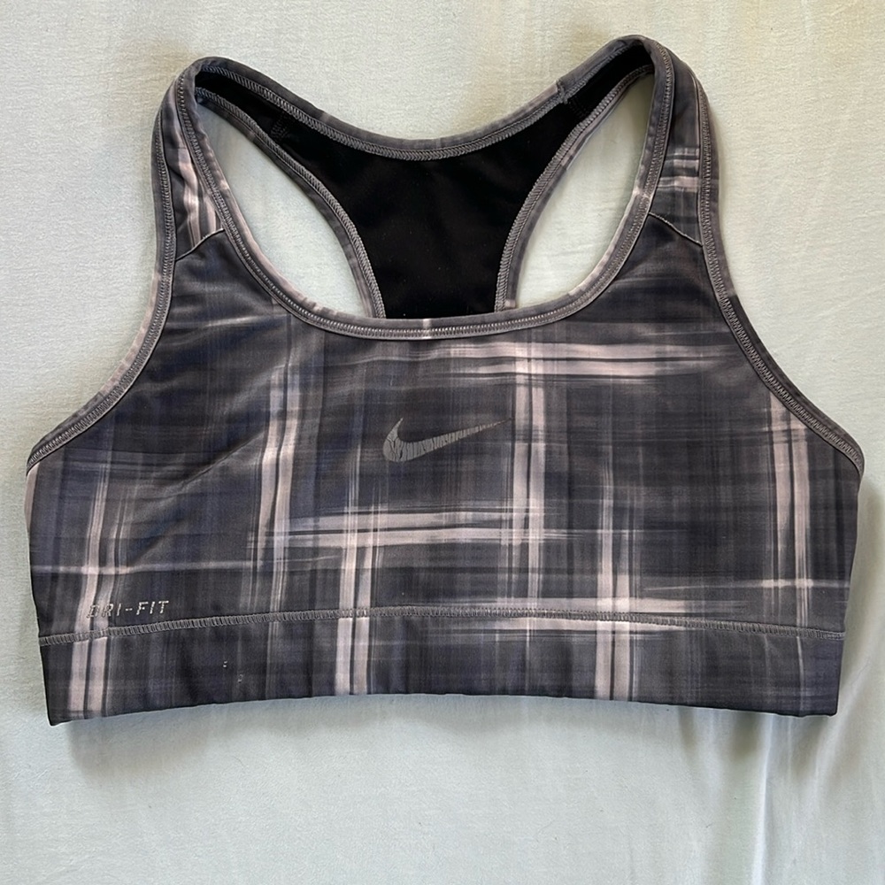 Gray Patterned Nike Dri-Fit Sports Bra